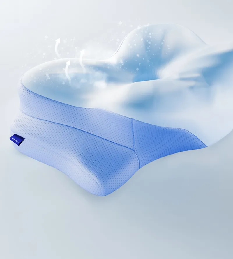 Derila Ergo pillow breathable cover with airflow illustration